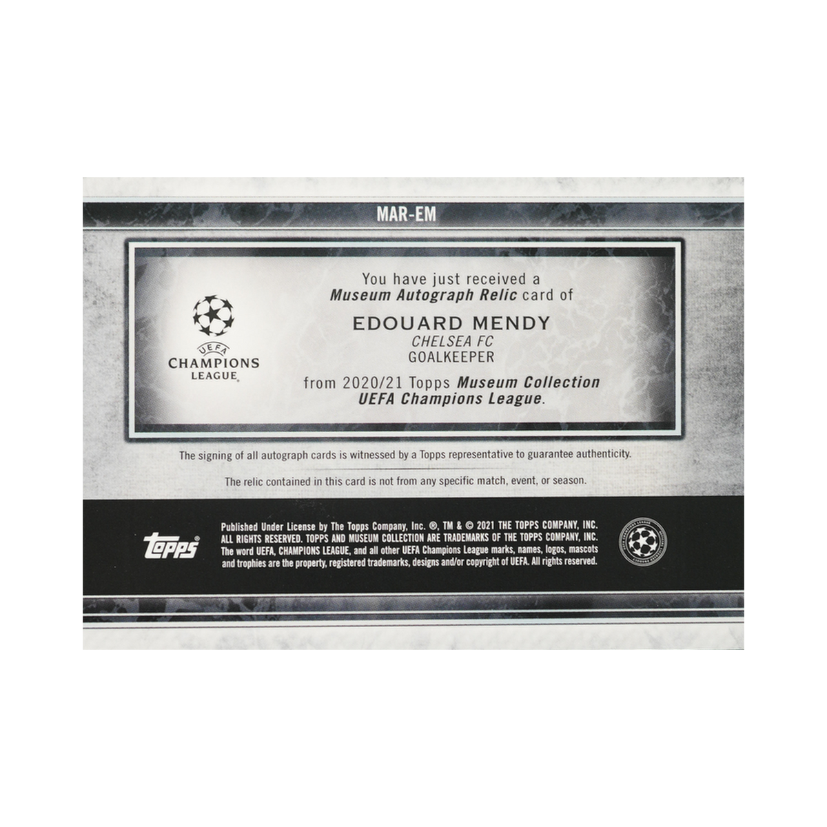 Edouard Mendy collectible card, additional view