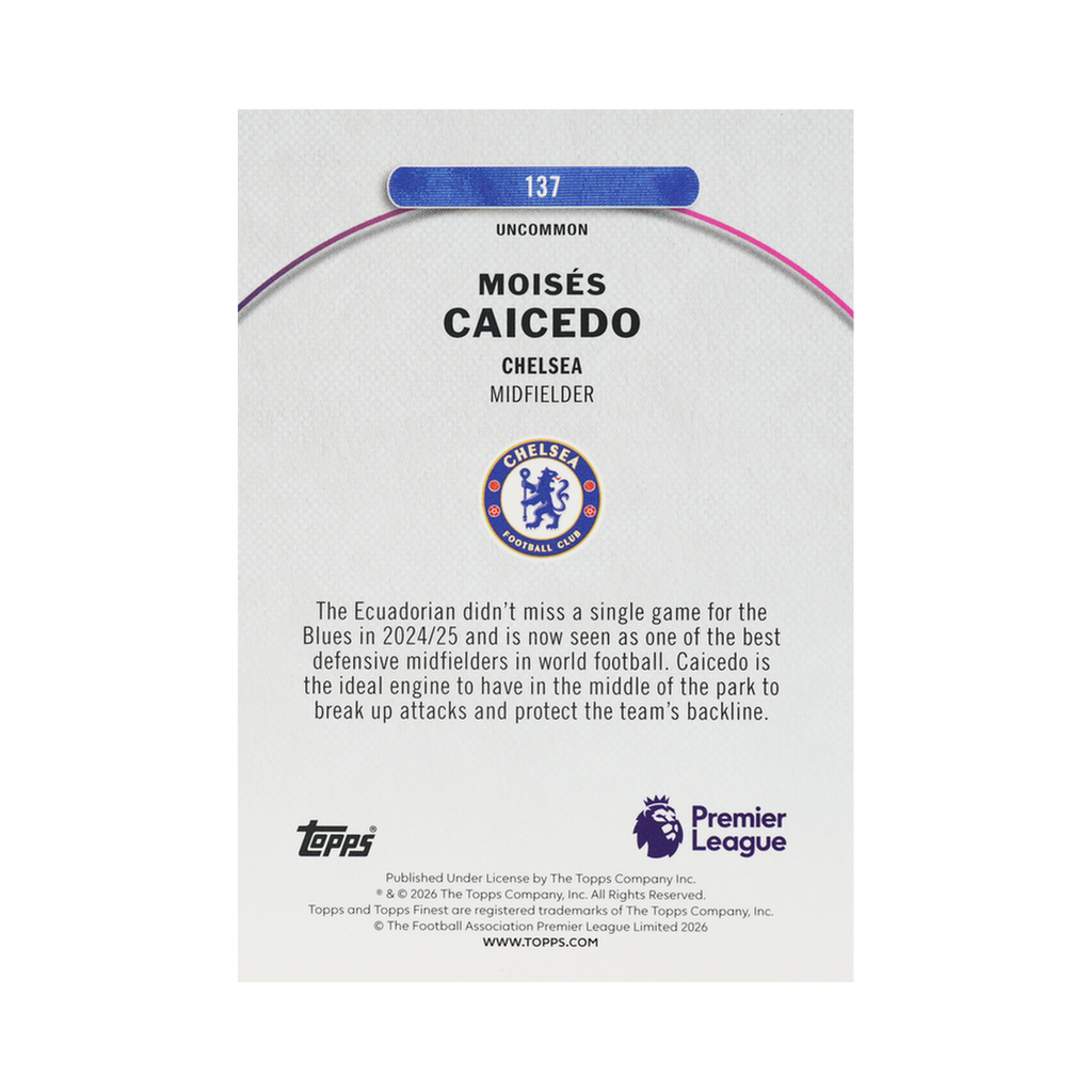 Moisés Caicedo collectible card, additional view