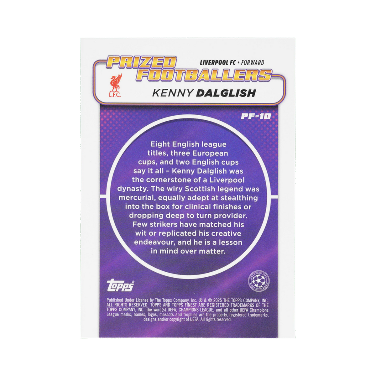 Kenny Dalglish 2024/25 PF-10 — back