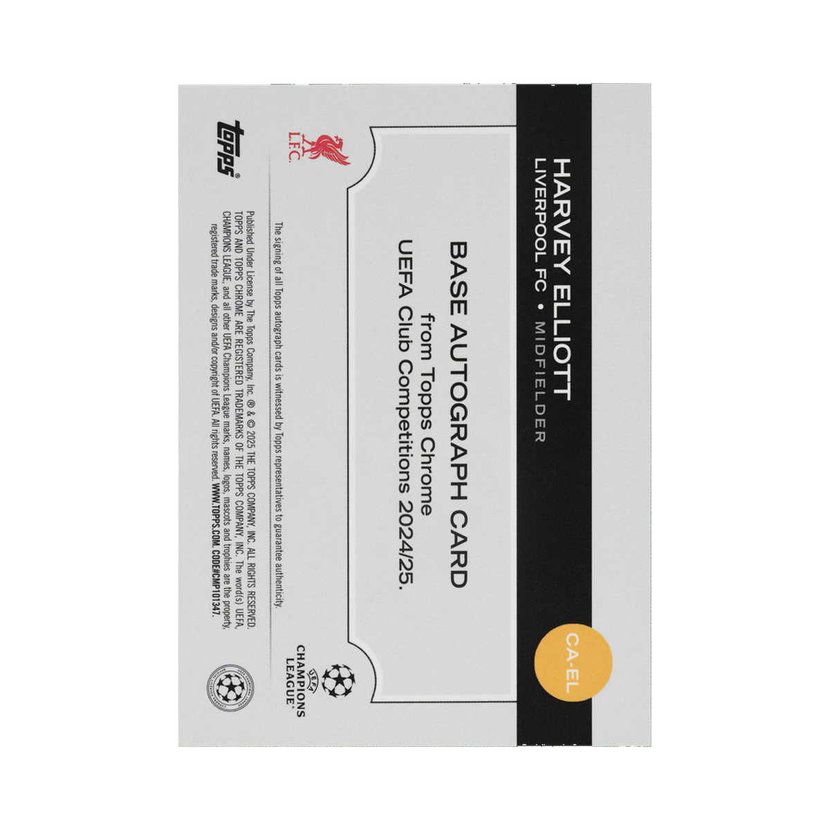 Harvey Elliott 2024/25 CA-EL 058/150 — back