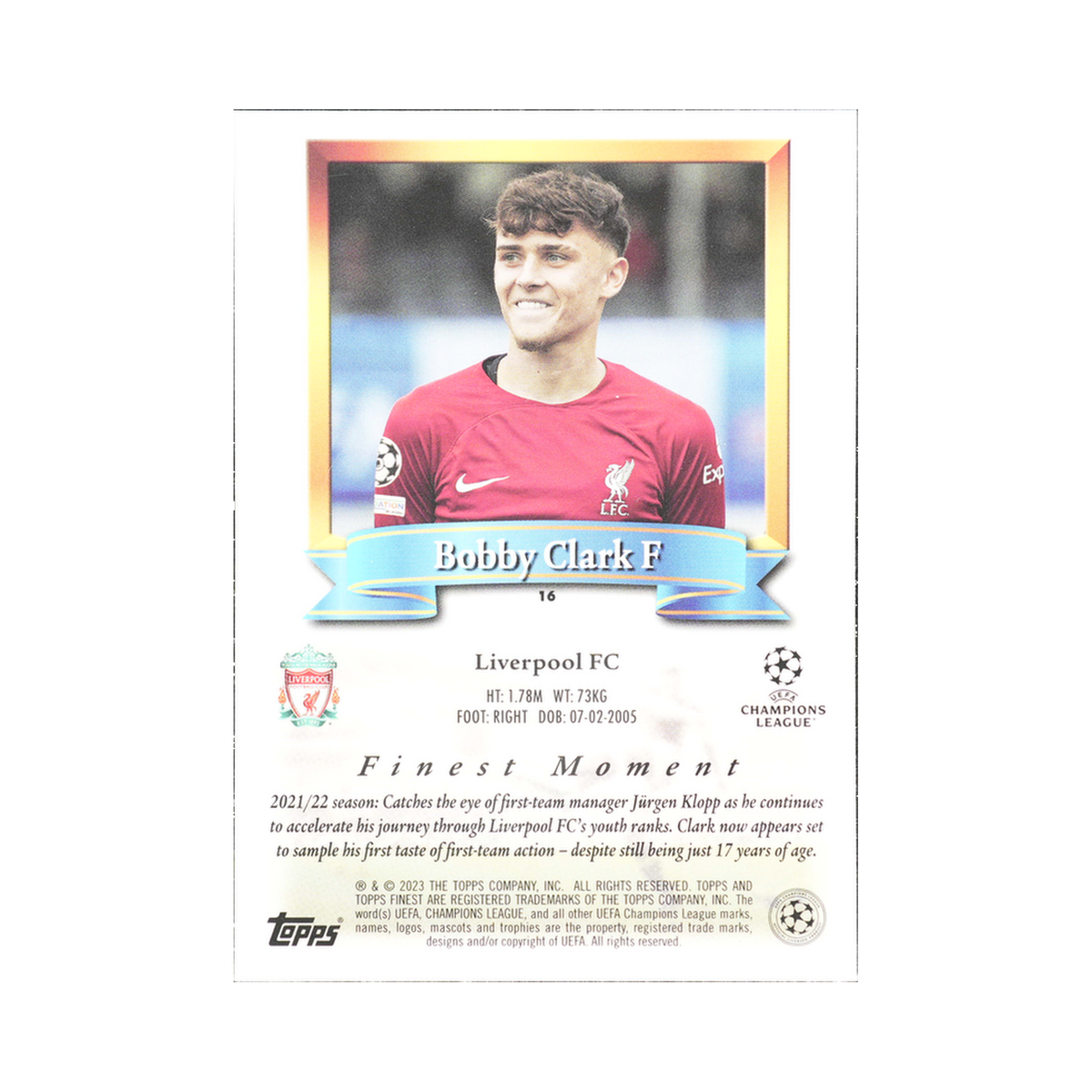 Bobby Clark 2022/23 16 — back