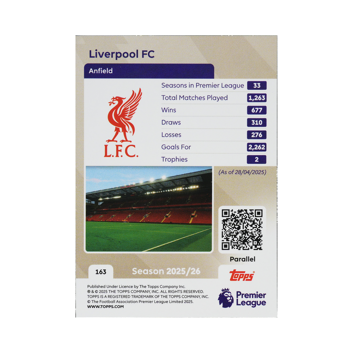 Liverpool FC Team Badge 2025/26 163 — back