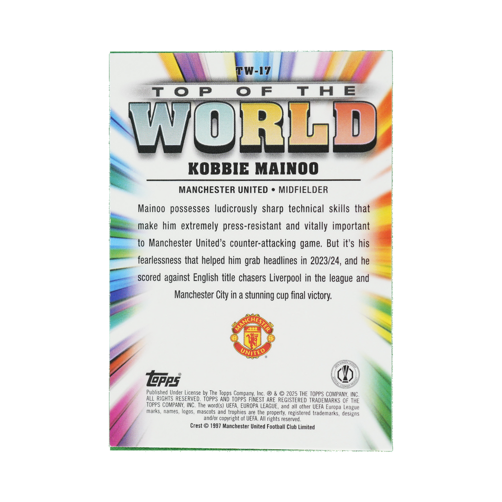 Kobbie Mainoo 2024/25 Topps Finest UEFA Club Competitions #TW-17  back view