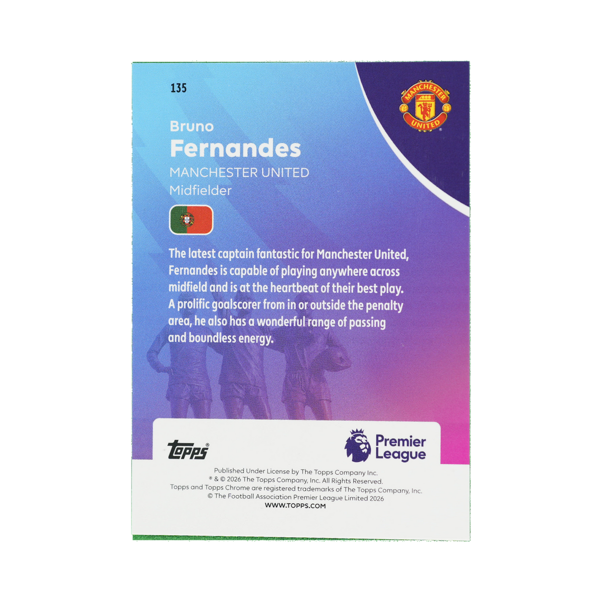 Bruno Fernandes 2026 Topps Chrome Premier League #135  back view
