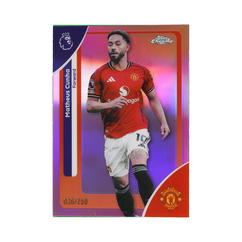 Matheus Cunha 2026 Topps Chrome Premier League #134 036/250 front view