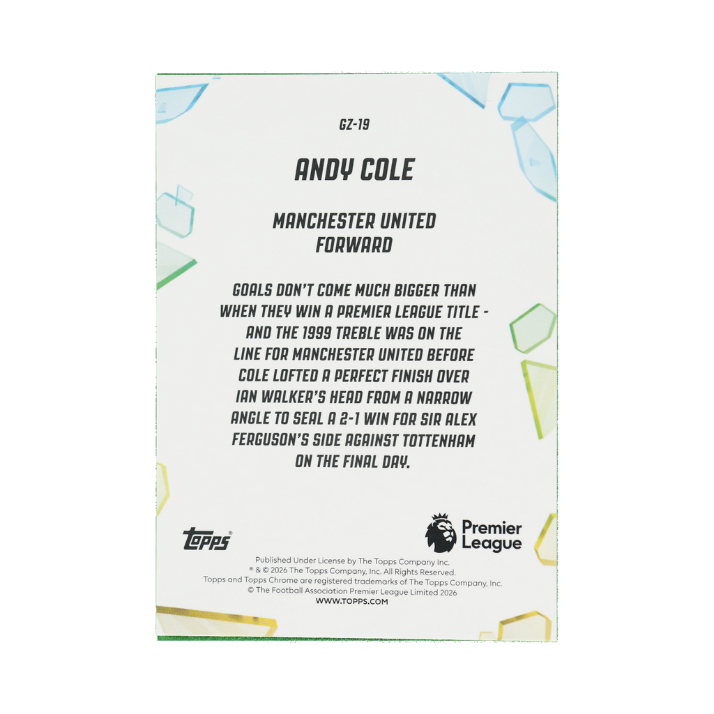 Andy Cole 2026 Topps Chrome Premier League #GZ-19  back view