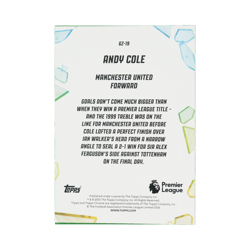 Andy Cole 2026 Topps Chrome Premier League #GZ-19  back view
