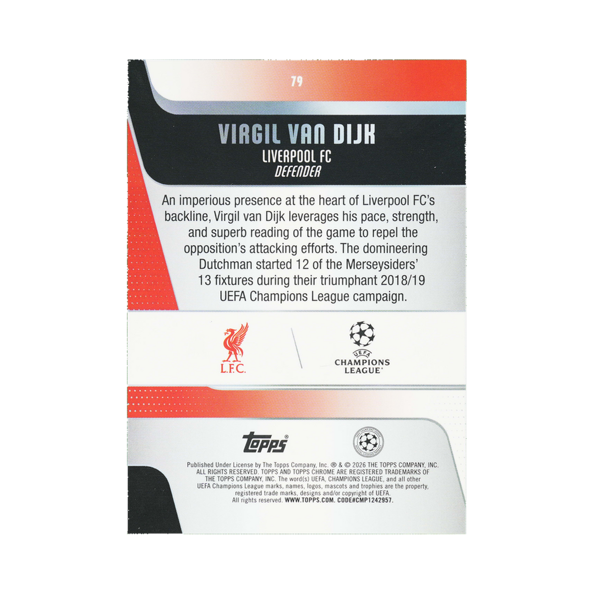 Virgil van Dijk 2025/26 79 — back
