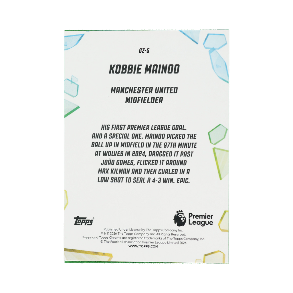 Kobbie Mainoo 2026 Topps Chrome Premier League #GZ-5  back view