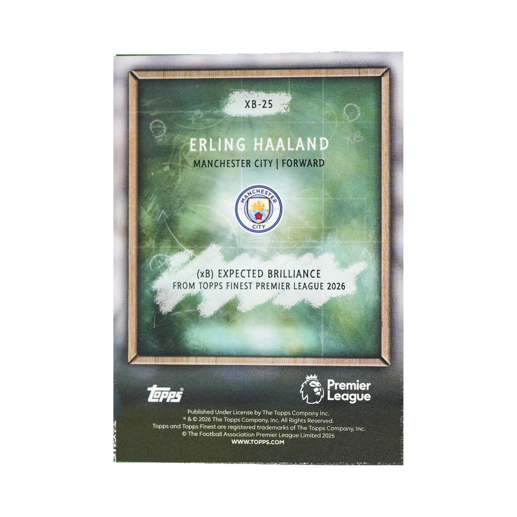 Erling Haaland 2026 Topps Finest Premier League #XB-25 Standard back view
