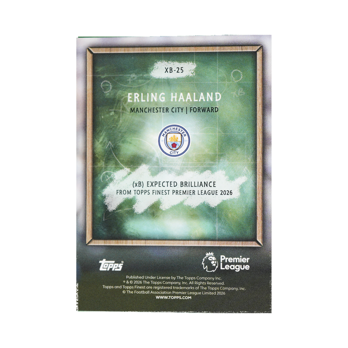 Erling Haaland 2026 Topps Finest Premier League #XB-25 Standard back view