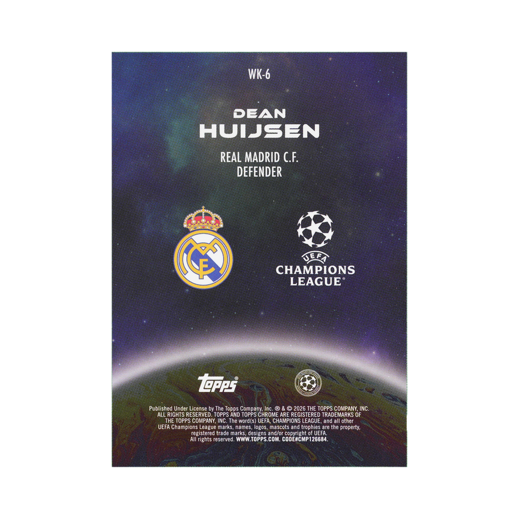 Dean Huijsen 2025/26 Topps Chrome UEFA Club Competitions #WK-6 Standard back view