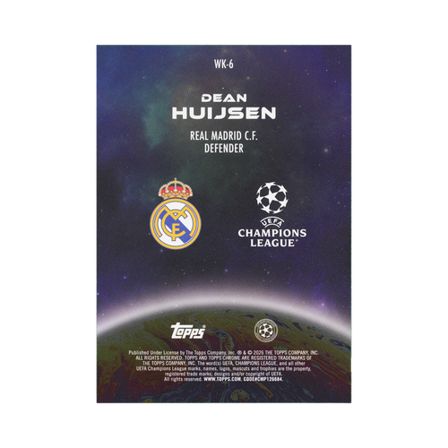 Dean Huijsen 2025/26 Topps Chrome UEFA Club Competitions #WK-6 Standard back view