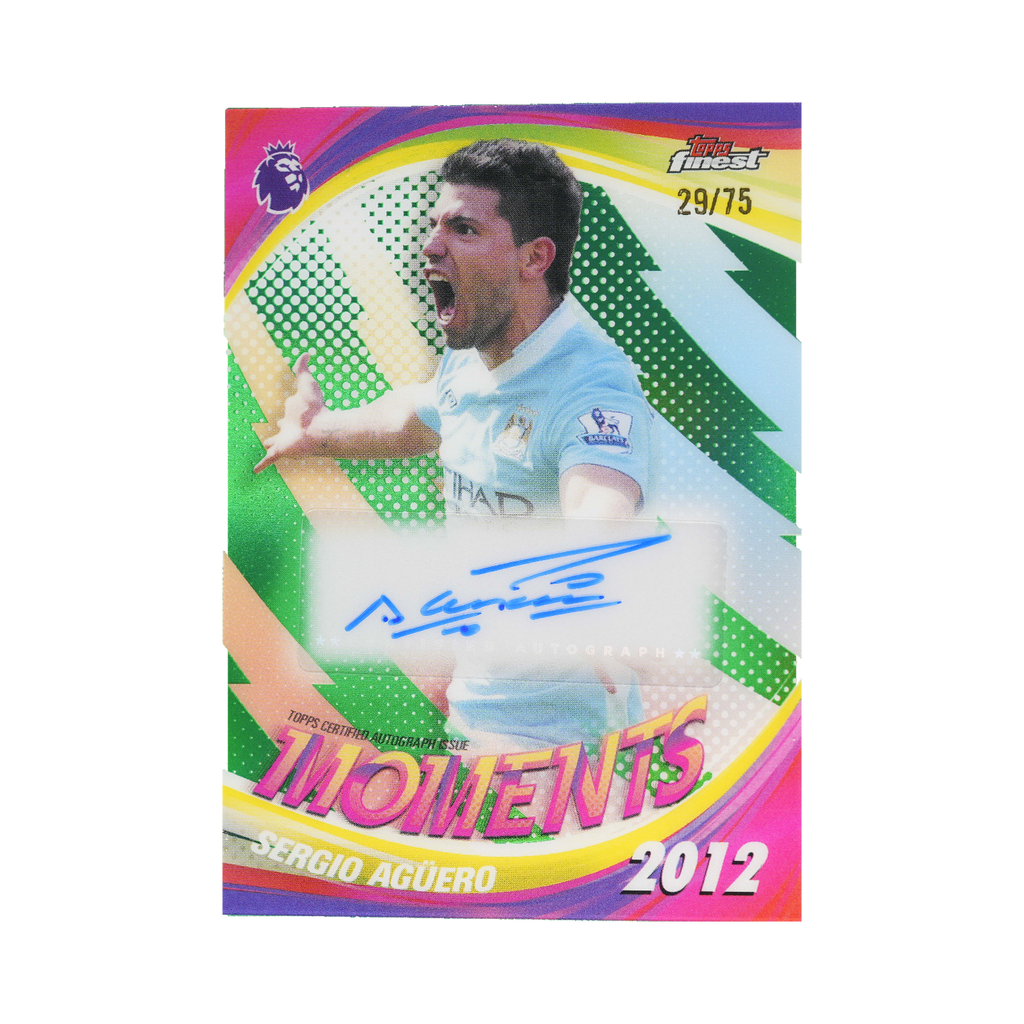 Sergio Agüero 2026 Topps Finest Premier League #FM-SA Green Refractor 29/75 front view