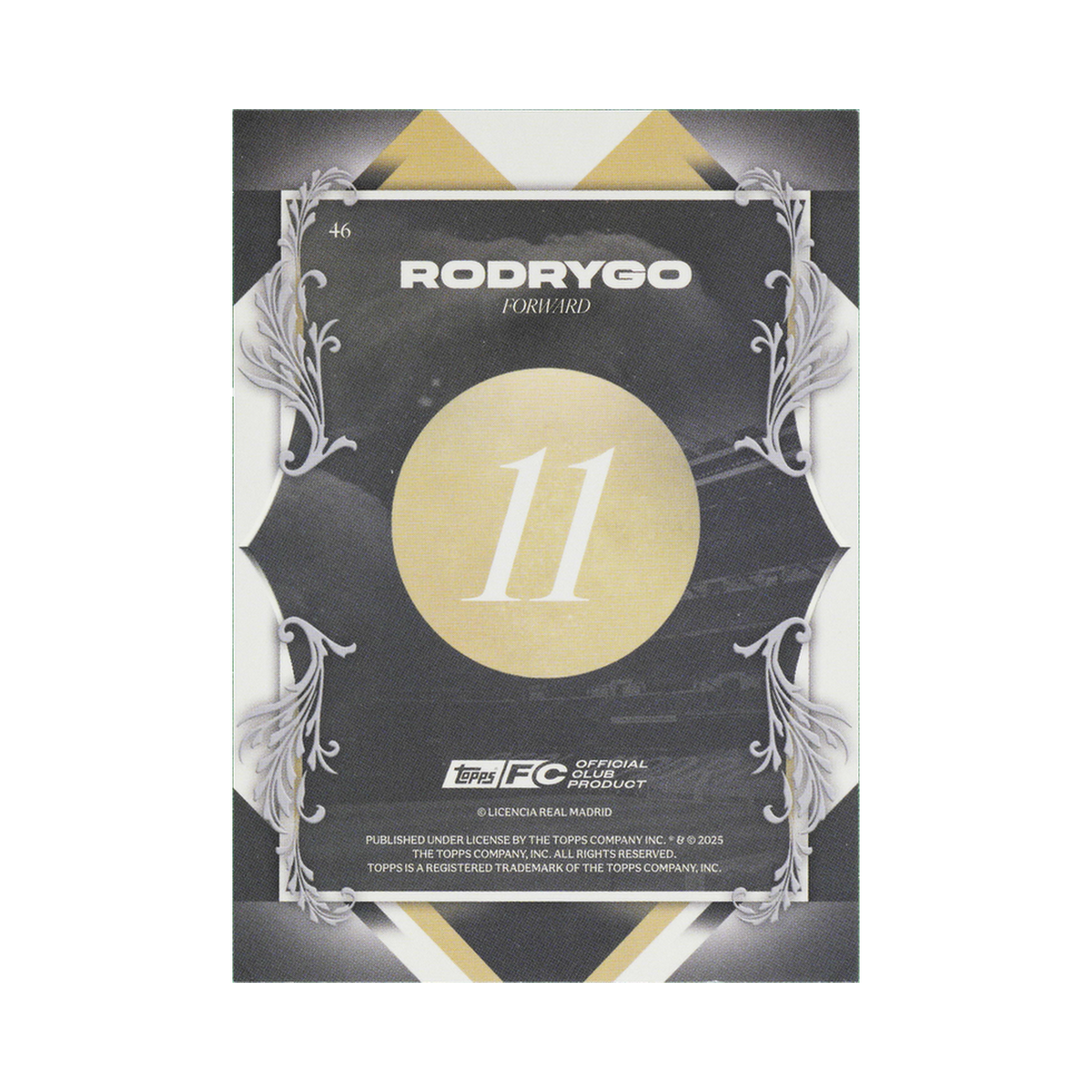 Rodrygo 2025/26 Topps Los Blancos Real Madrid #46 Standard back view