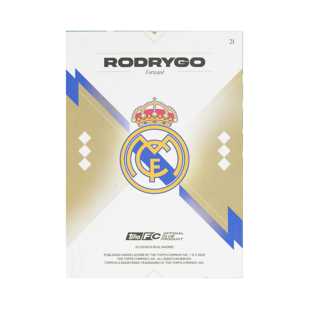Rodrygo 2025/26 Topps Los Blancos Real Madrid #21 Standard back view