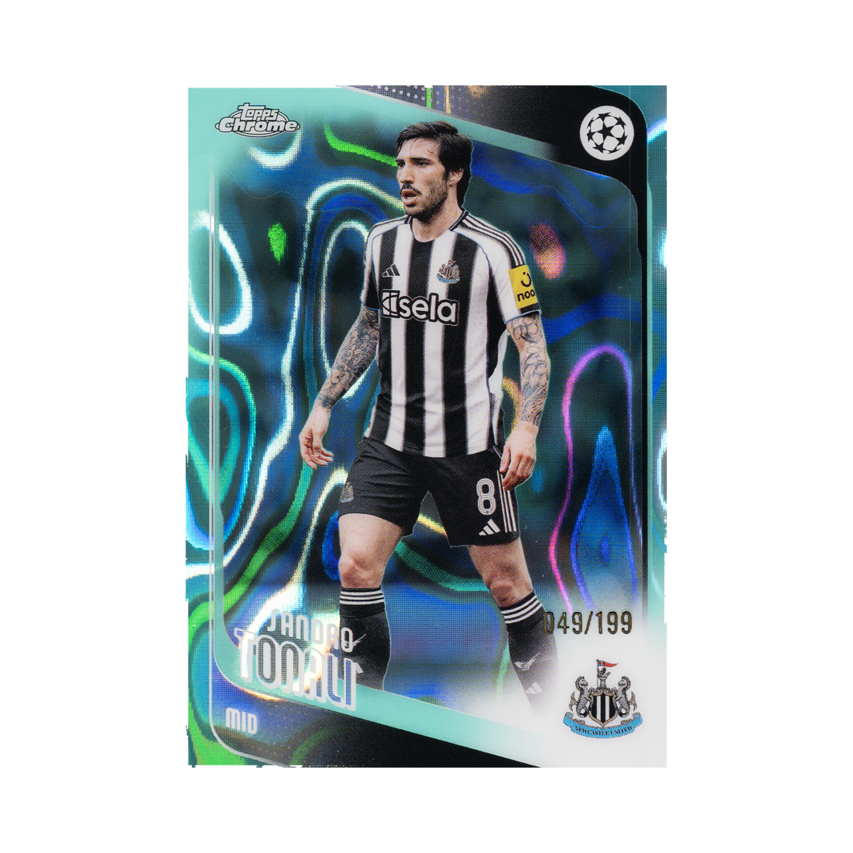 Sandro Tonali 2025/26 Topps Chrome UEFA Club Competitions #109 049/199 front view