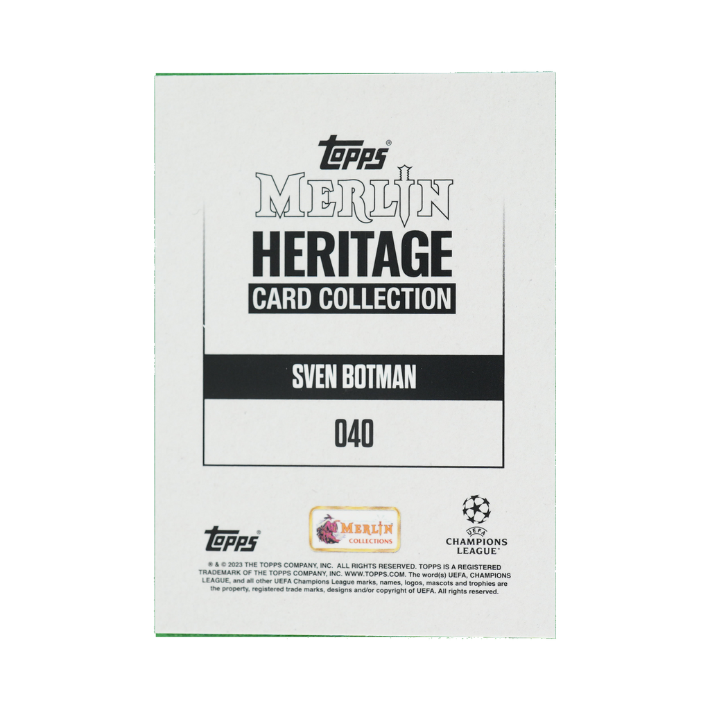 Sven Botman 2023/24 Topps Merlin Heritage UEFA Club Competitions #040 03/99 back view