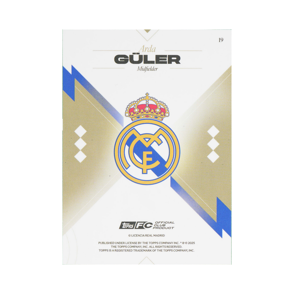 Arda Güler 2025/26 Topps Los Blancos Real Madrid #19 Standard back view