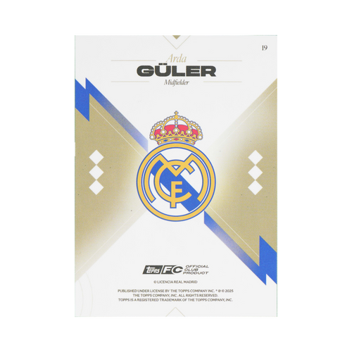 Arda Güler 2025/26 Topps Los Blancos Real Madrid #19 Standard back view