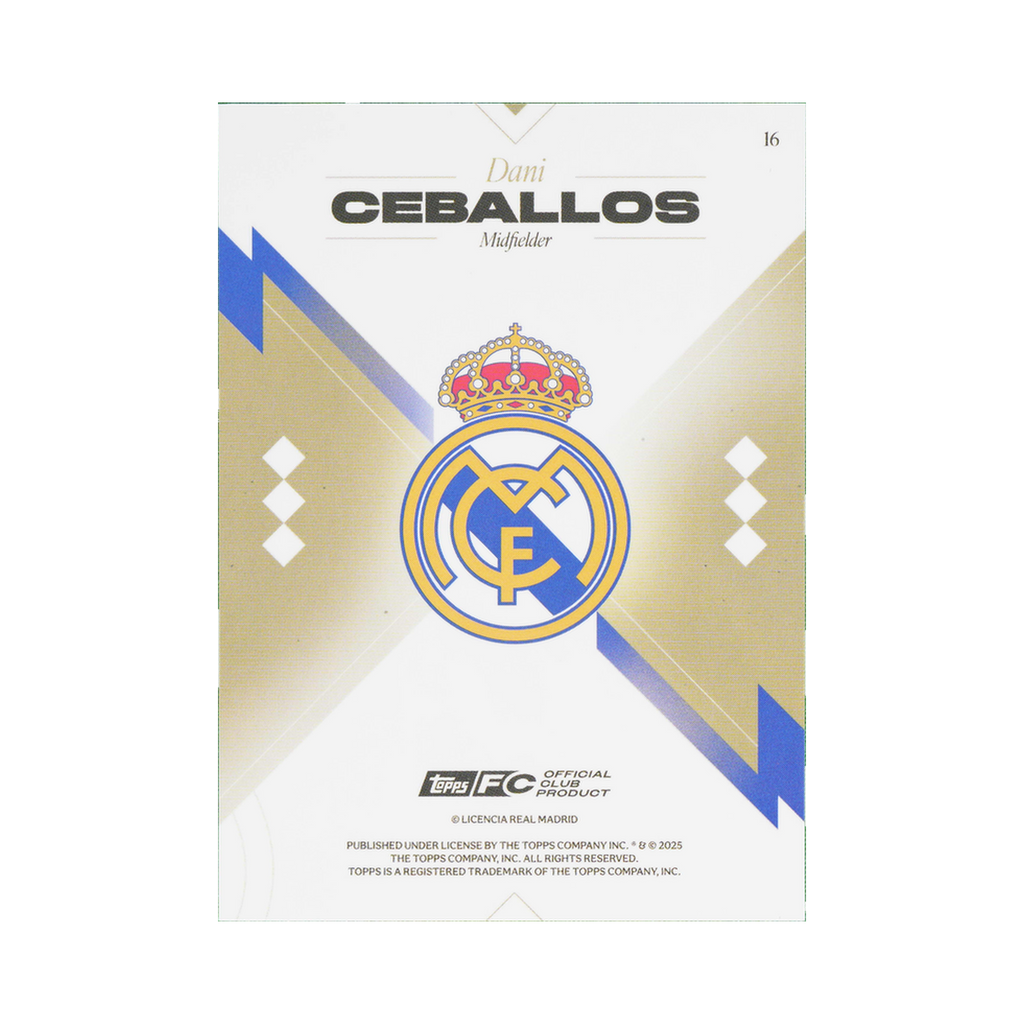 Dani Ceballos 2025/26 Topps Los Blancos Real Madrid #16 Standard back view
