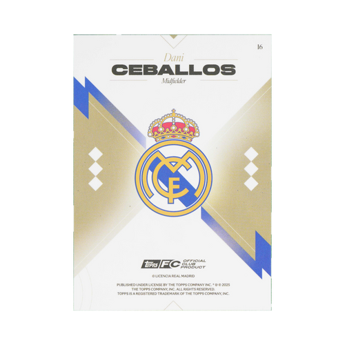 Dani Ceballos 2025/26 Topps Los Blancos Real Madrid #16 Standard back view