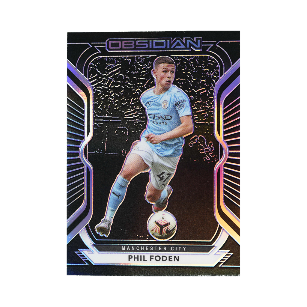 Phil Foden 2020/21 Panini Obsidian Soccer #32 Electric Etch Purple 51/75 front view
