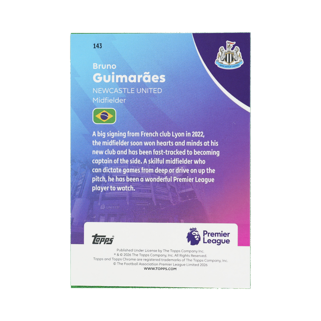 Bruno Guimarães 2026 Topps Chrome Premier League #143  back view