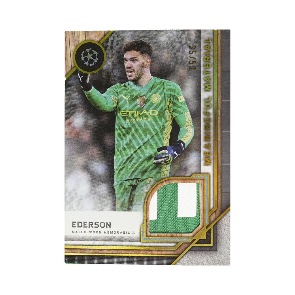 Ederson 2023/24 Topps Museum Collection UEFA Champions League #MMSR-ED Gold 35/50 front view