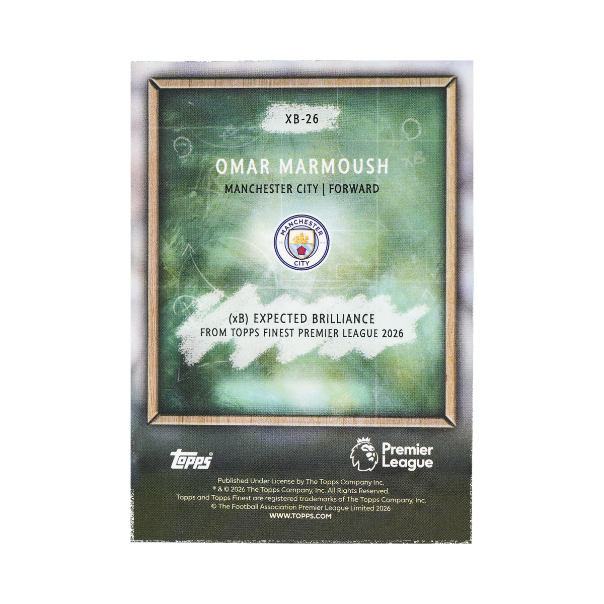 Omar Marmoush 2026 Topps Finest Premier League #XB-26 Standard back view