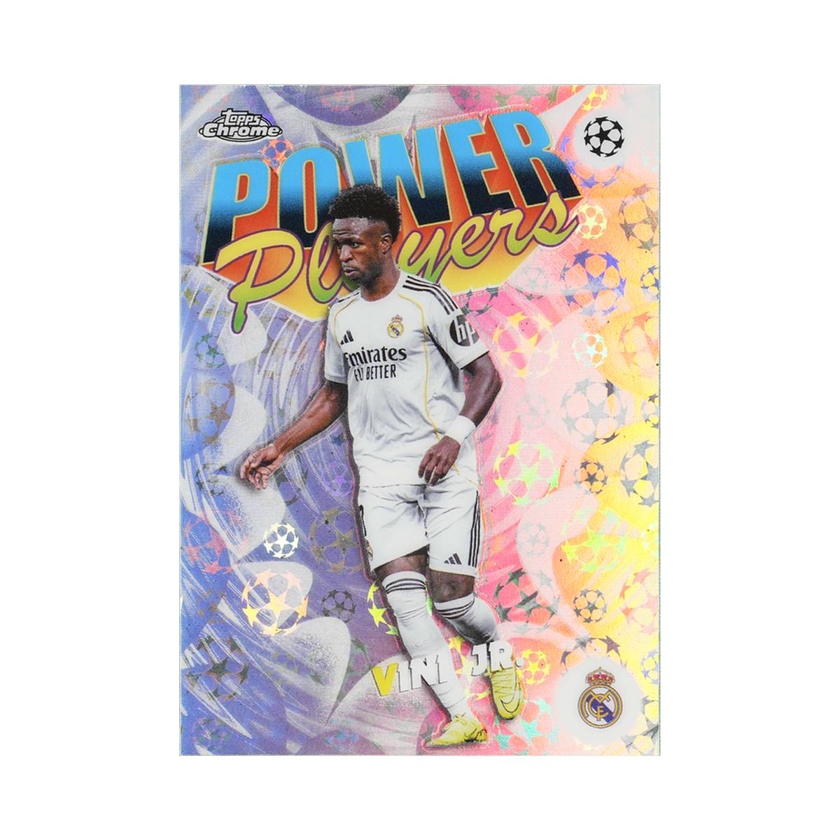 Vini Jr. 2025/26 Topps Chrome UEFA Club Competitions #PP-14 Starball LogoFractor front view