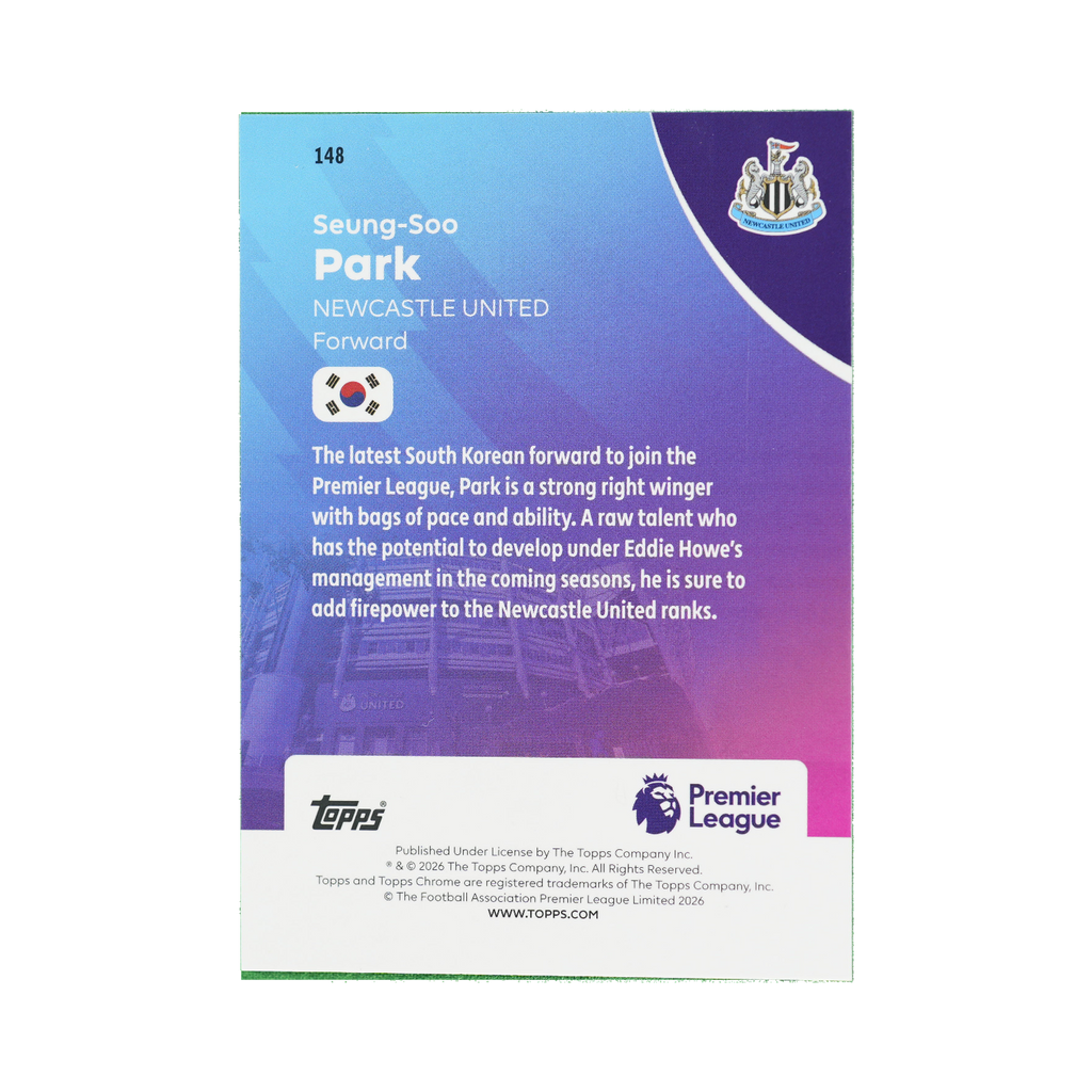 Seung-Soo Park 2026 Topps Chrome Premier League #148  back view