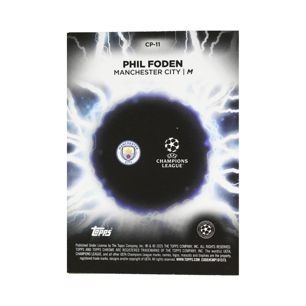 Phil Foden 2024/25 Topps Chrome UEFA Club Competitions #CP-11 Standard back view