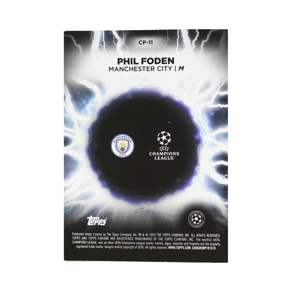 Phil Foden 2024/25 Topps Chrome UEFA Club Competitions #CP-11 Standard back view