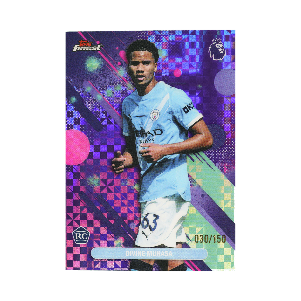 Divine Mukasa 2026 Topps Finest Premier League #65 Purple Checkerboard Refractor 030/150 front view