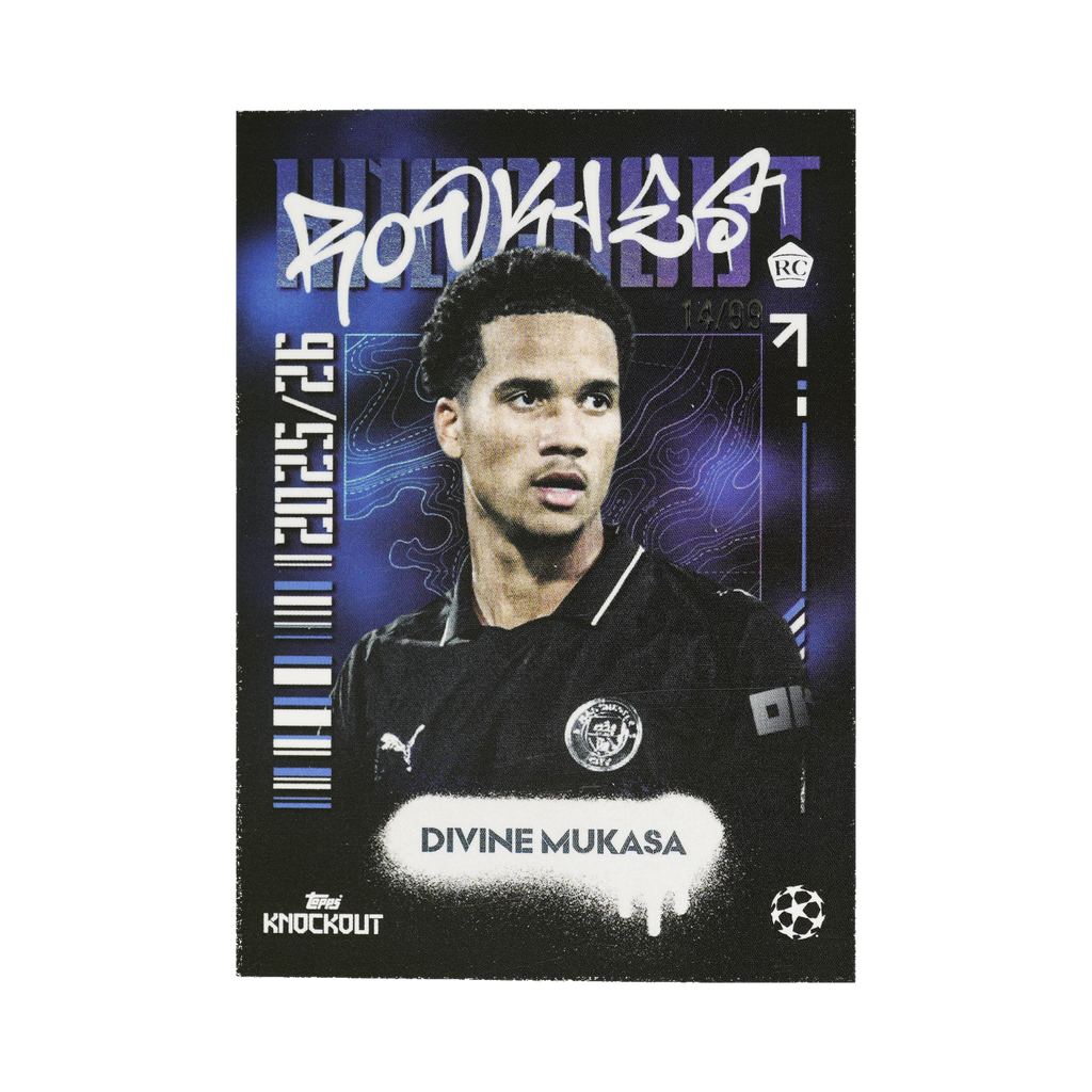 Divine Mukasa 2025/26 Topps Knockout UEFA Club Competitions Blue 14/99 front view
