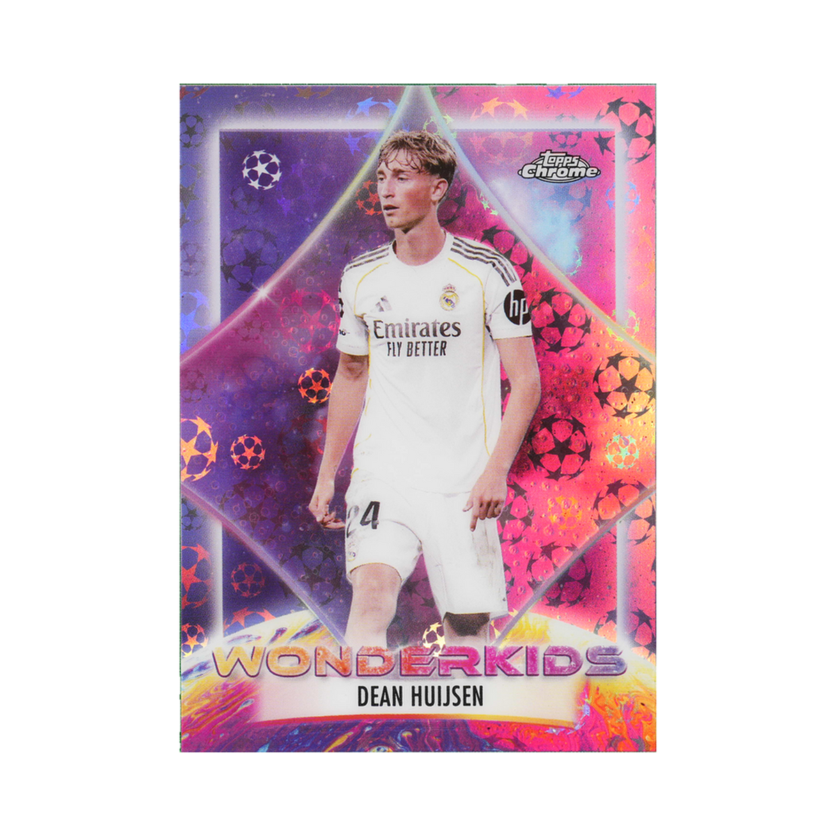 Dean Huijsen 2025/26 Topps Chrome UEFA Club Competitions #WK-6 Starball LogoFractor front view