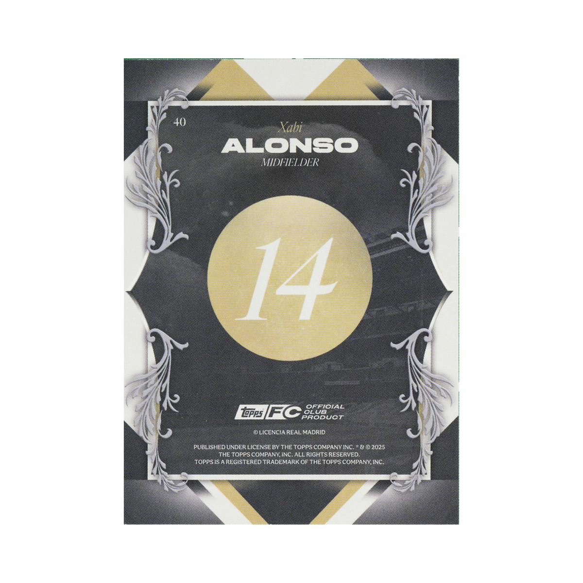 Xabi Alonso 2025/26 Topps Los Blancos Real Madrid #40 Standard back view