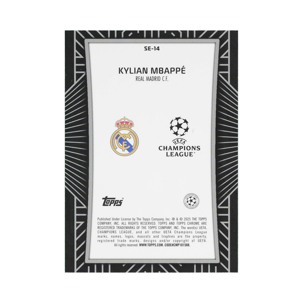 Kylian Mbappé 2024/25 Topps Chrome UEFA Club Competitions #SE-14 Standard back view