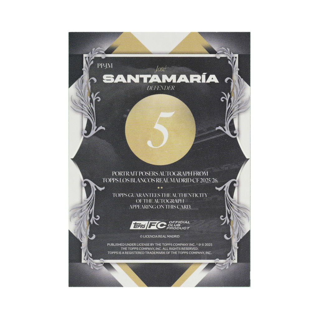 José Santamaría 2025/26 Topps Los Blancos Real Madrid #PP-JM Standard back view