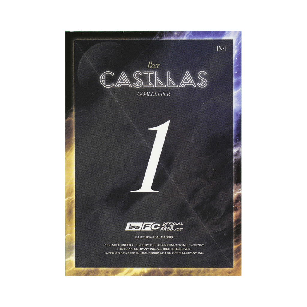Iker Casillas 2025/26 Topps Los Blancos Real Madrid #IN-1 Standard back view