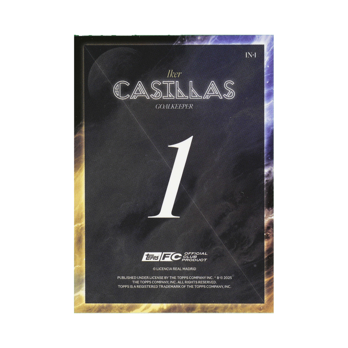 Iker Casillas 2025/26 Topps Los Blancos Real Madrid #IN-1 Standard back view