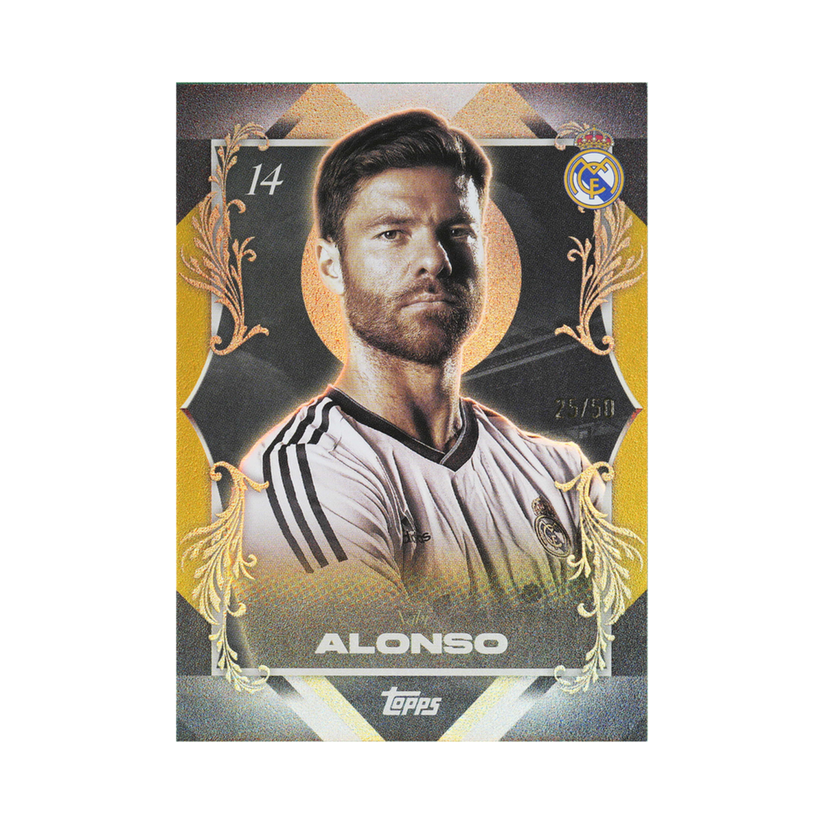 Xabi Alonso 2025/26 Topps Los Blancos Real Madrid #40 Gold 25/50 front view