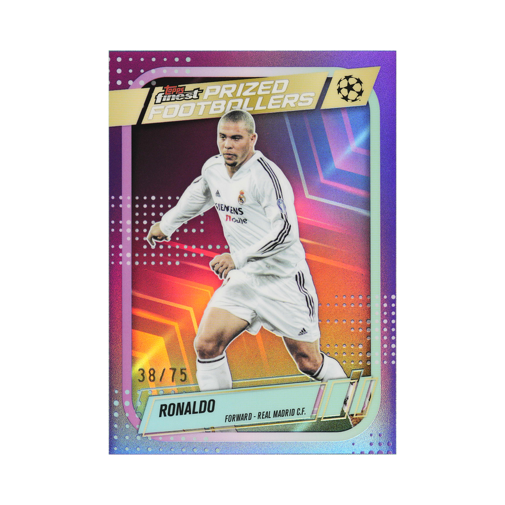 Ronaldo 2025/26 Topps Finest UEFA Club Competitions #PF-18 Purple Refractor 38/75 front view