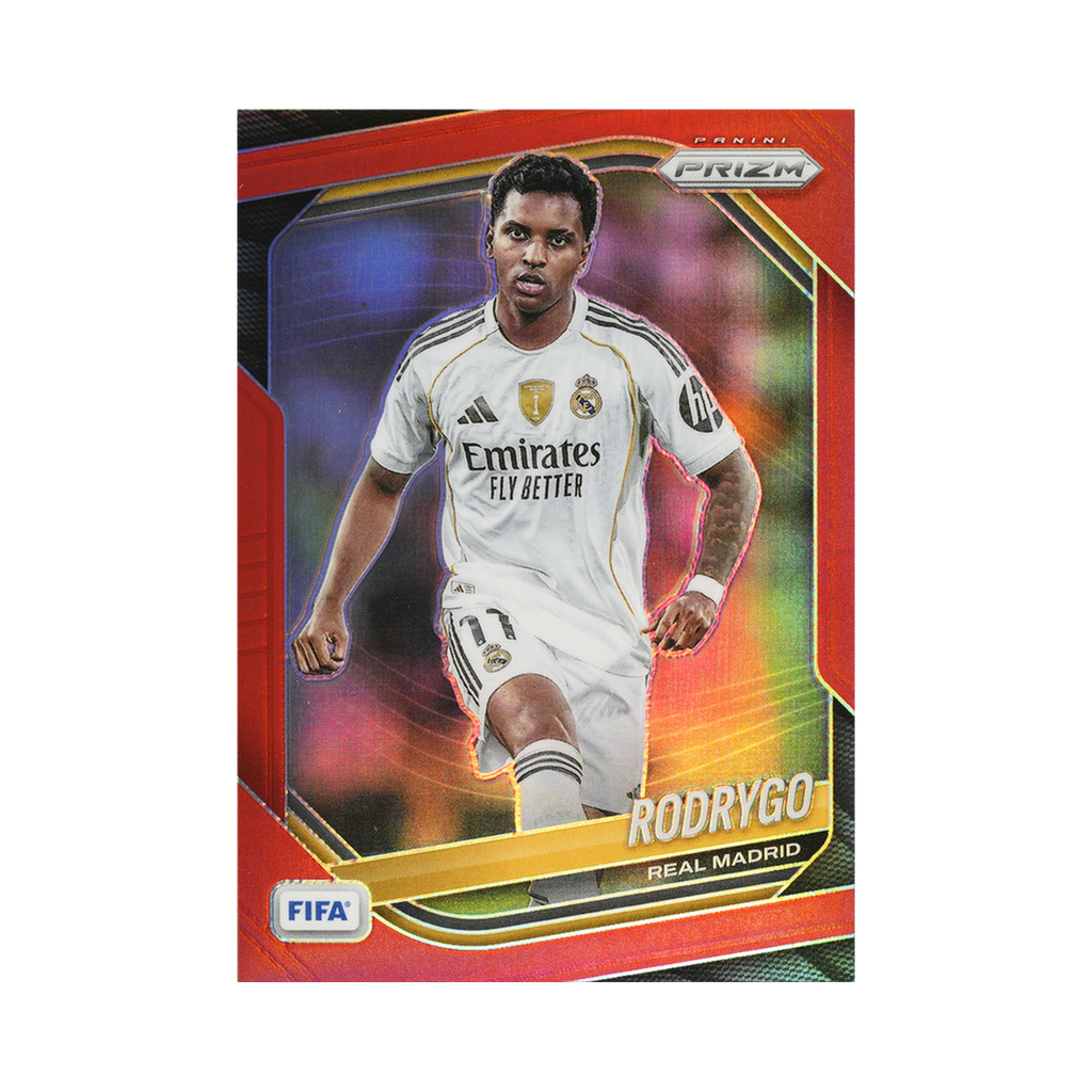 Rodrygo 2025/26 Panini Prizm FIFA #192 Red Prizm 011/149 front view