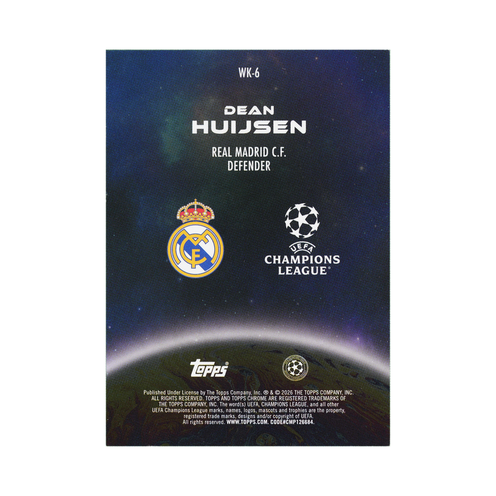 Dean Huijsen 2025/26 Topps Chrome UEFA Club Competitions #WK-6 Orange Refractor 24/25 back view