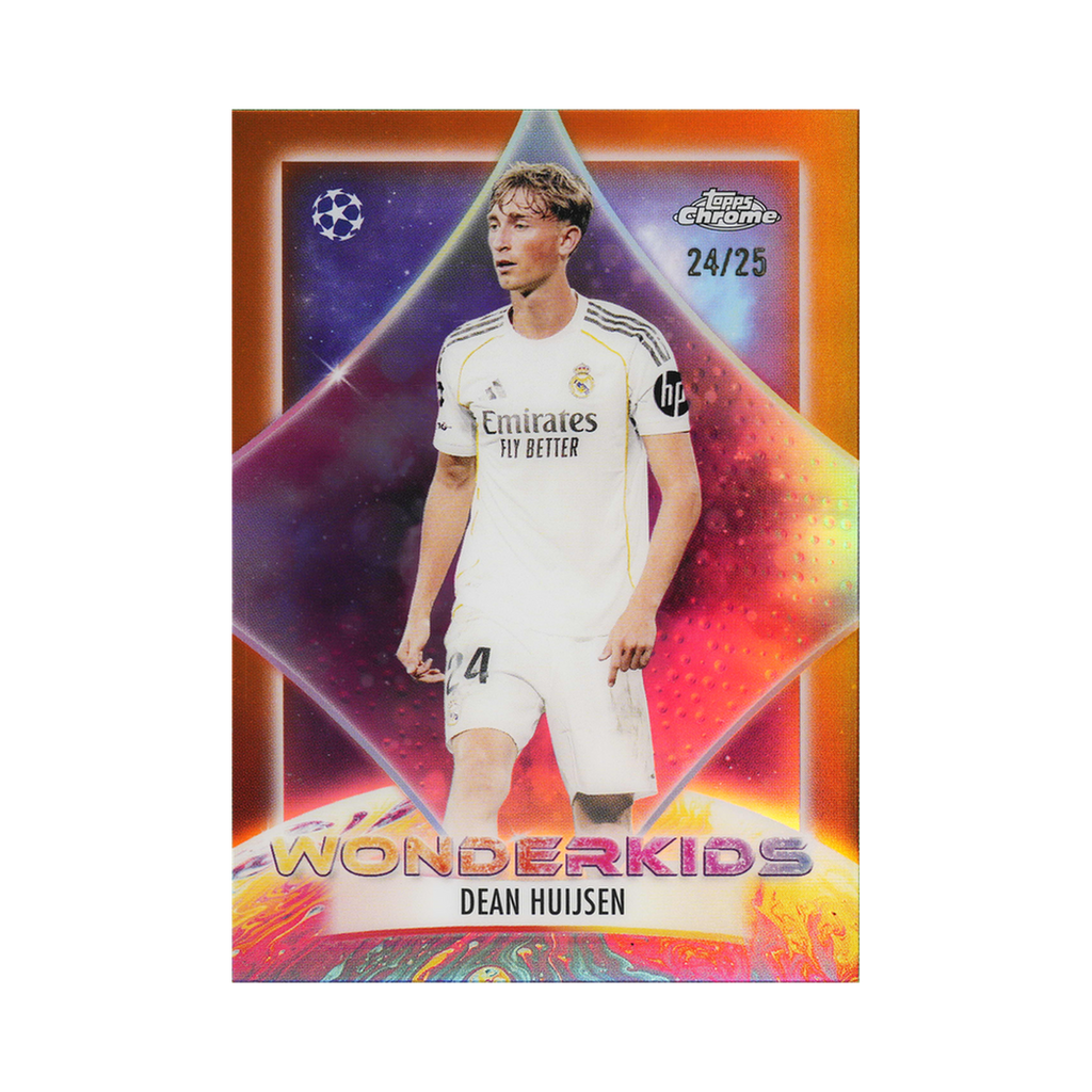 Dean Huijsen 2025/26 Topps Chrome UEFA Club Competitions #WK-6 Orange Refractor 24/25 front view