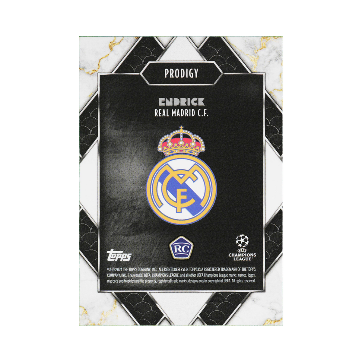 Endrick 2024/25 Topps Deco UEFA Club Competitions Standard back view