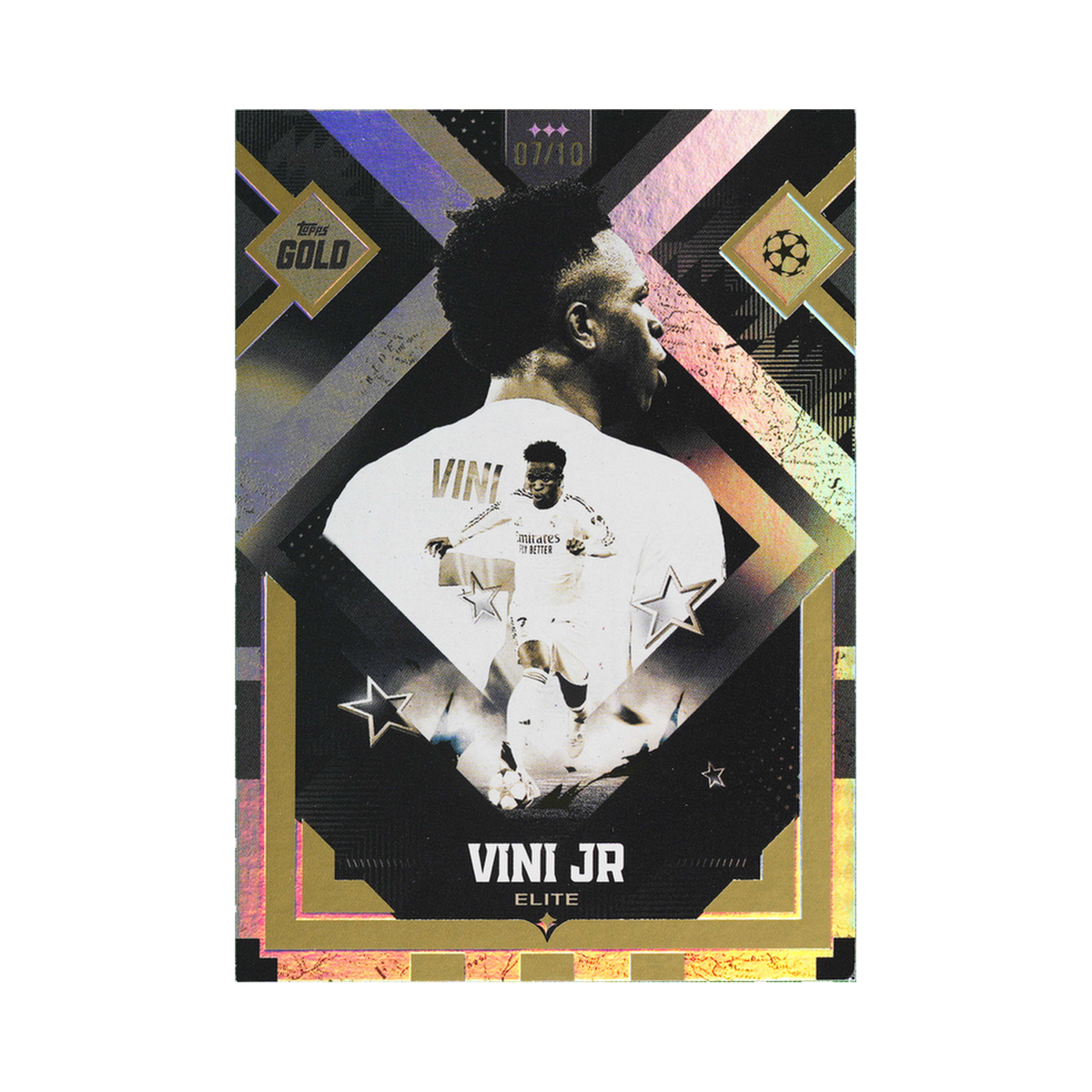 Vini Jr. 2025/26 Topps Gold UEFA Club Competitions Black 07/10 front view