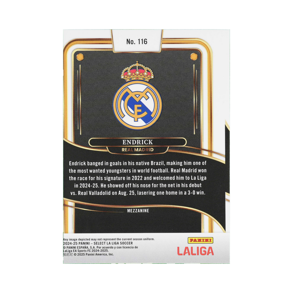 Endrick 2024/25 Panini Select LaLiga #116 Standard back view